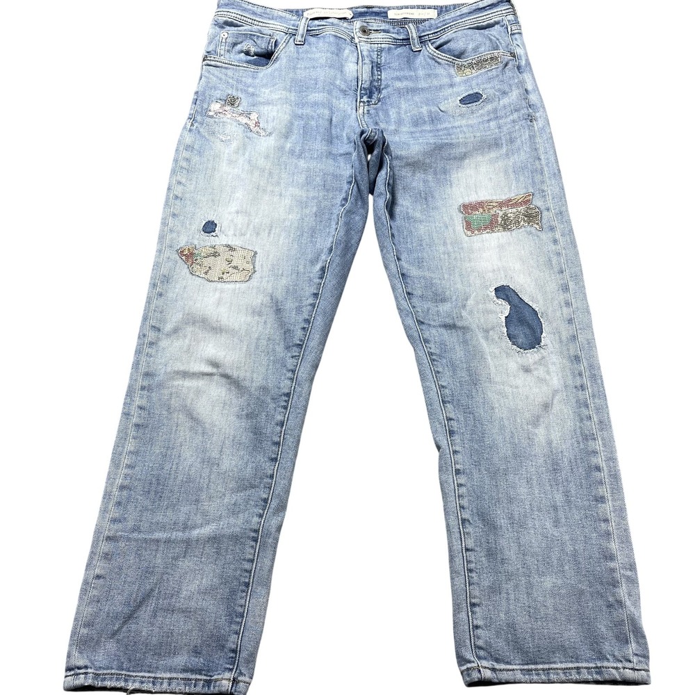 Pilcro And The Letterpress Jeans Womens 31 Light Wash Slim Boyfriend 35x28